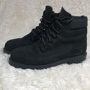 Timberland Kids Black Nubuck Lace-Up Boots